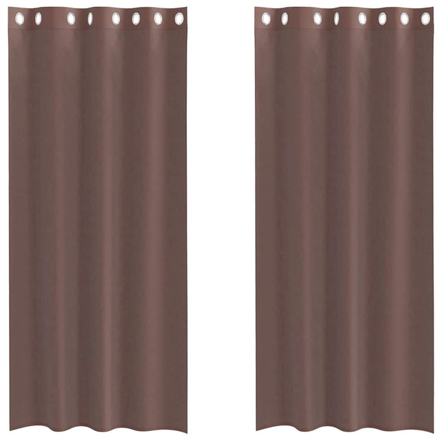 Tende in Voile con Occhielli 2 pz Marrone 140x225 cm