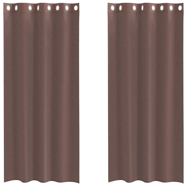 Tende in Voile con Occhielli 2 pz Marrone 140x245 cm
