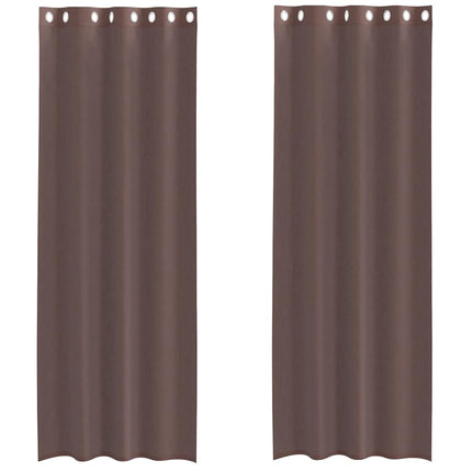 Tende in Voile con Occhielli 2 pz Marrone 140x300 cm