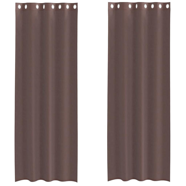 Tende in Voile con Occhielli 2 pz Marrone 140x300 cm