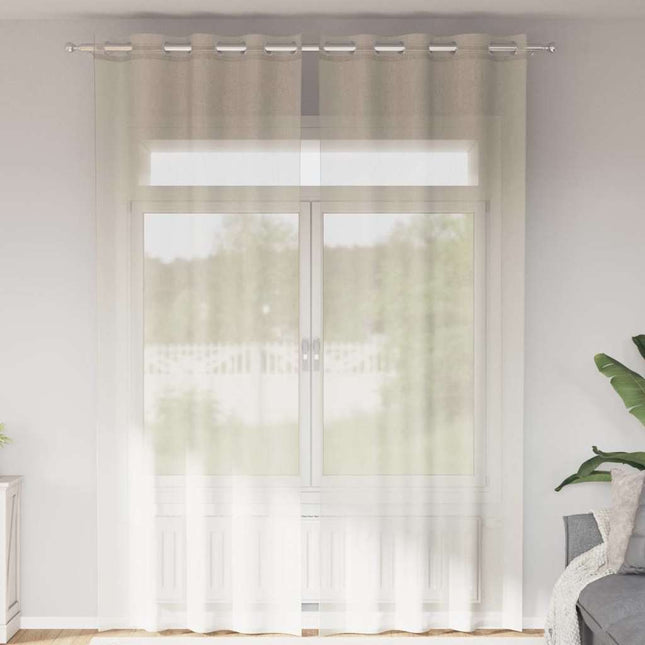 Tende in Voile con Occhielli 2 pz Crema 140x260 cm
