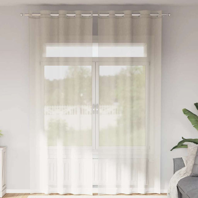 Tende in Voile con Occhielli 2 pz Crema 140x300 cm