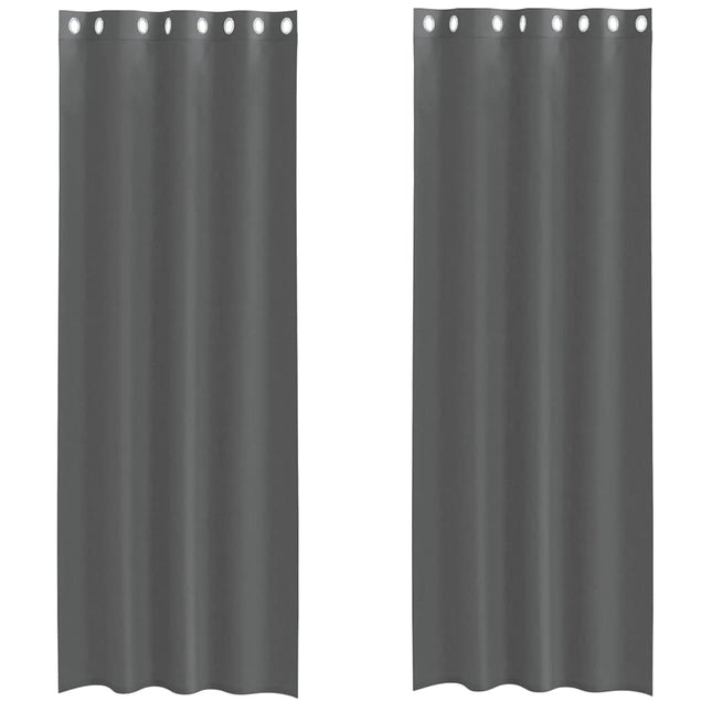 Tende in Voile con Occhielli 2 pz Grigio Scuro 140x260 cm