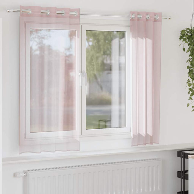 Tende in Voile con Occhielli 2 pz Rosa Chiaro 140x175 cm