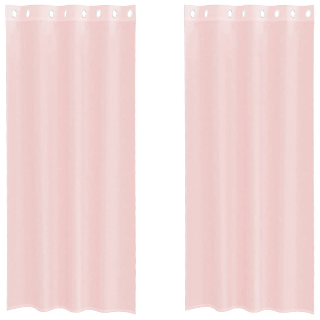 Tende in Voile con Occhielli 2 pz Rosa Chiaro 140x225 cm