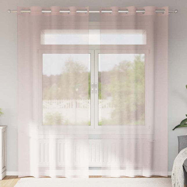 Tende in Voile con Occhielli 2 pz Rosa Chiaro 140x225 cm