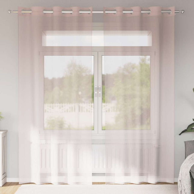 Tende in Voile con Occhielli 2 pz Rosa Chiaro 140x245 cm
