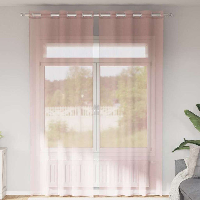 Tende in Voile con Occhielli 2 pz Rosa Chiaro 140x260 cm