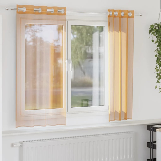 Tende in Voile con Occhielli 2 pz Arancio 140x140 cm