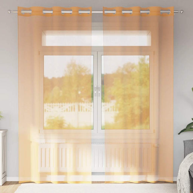 Tende in Voile con Occhielli 2 pz Arancio 140x245 cm