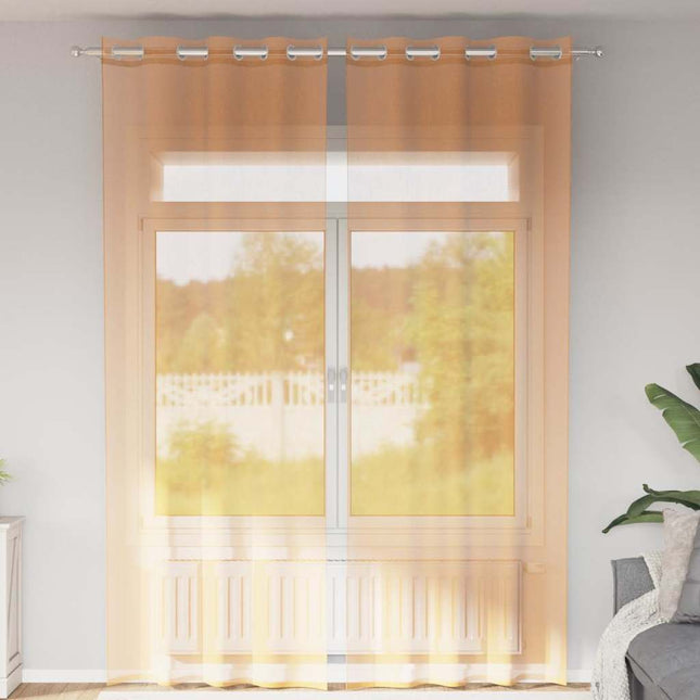 Tende in Voile con Occhielli 2 pz Arancio 140x260 cm