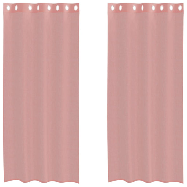 Tende in Voile con Occhielli 2 pz Rosa 140x225 cm