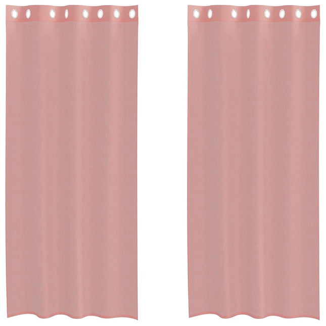 Tende in Voile con Occhielli 2 pz Rosa 140x245 cm