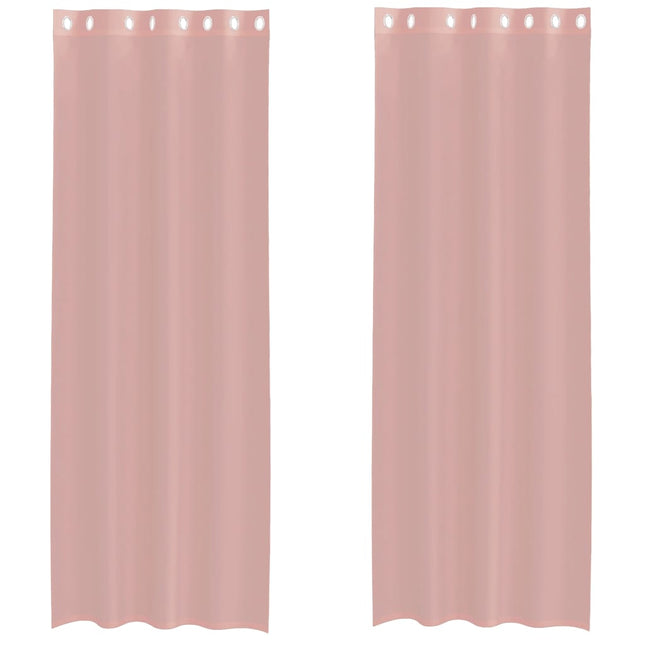 Tende in Voile con Occhielli 2 pz Rosa 140x300 cm
