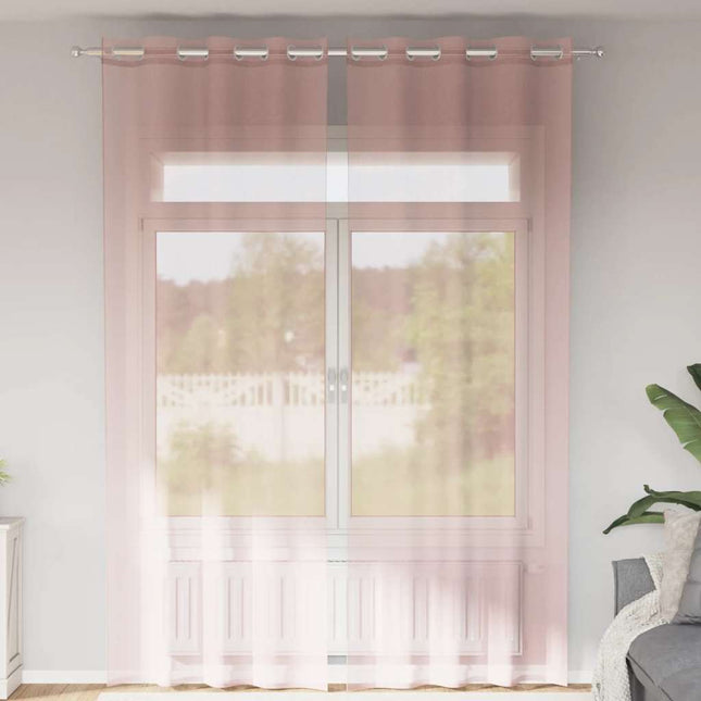 Tende in Voile con Occhielli 2 pz Rosa 140x300 cm