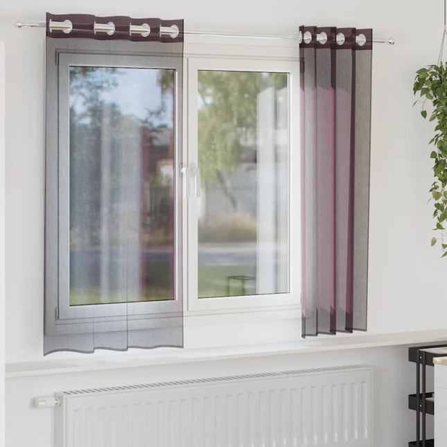 Tende in Voile con Occhielli 2 pz Viola 140x175 cm