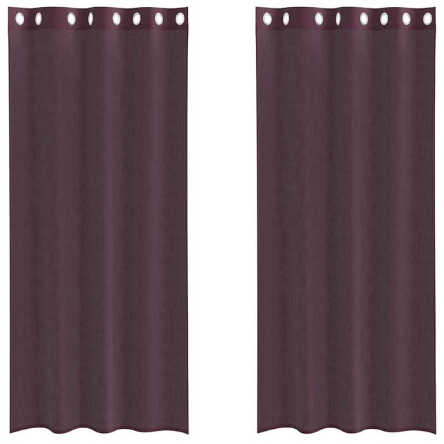 Tende in Voile con Occhielli 2 pz Viola 140x225 cm