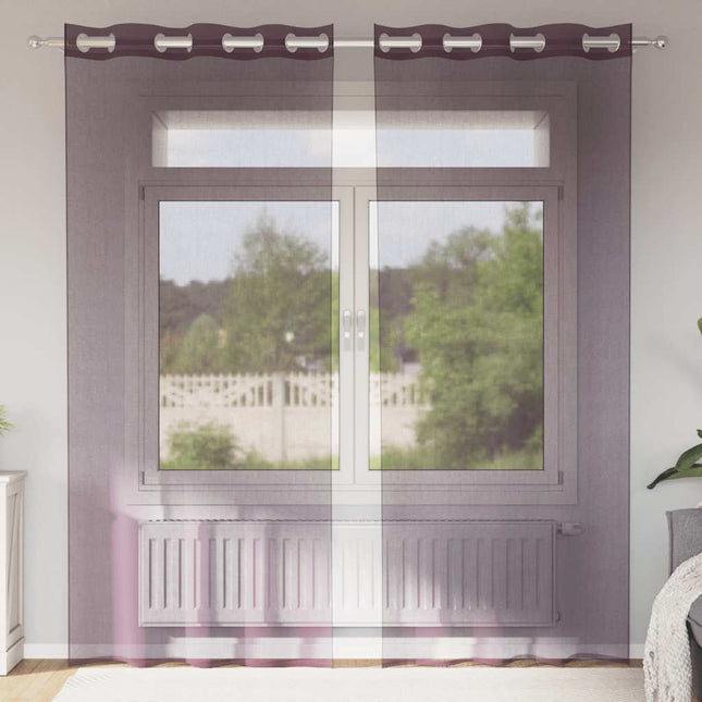 Tende in Voile con Occhielli 2 pz Viola 140x225 cm