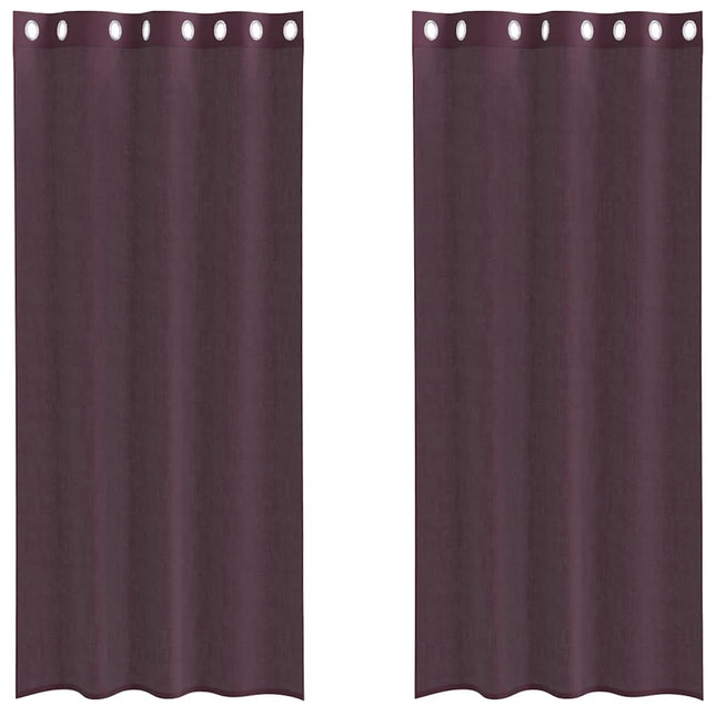 Tende in Voile con Occhielli 2 pz Viola 140x245 cm