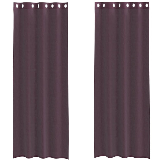 Tende in Voile con Occhielli 2 pz Viola 140x300 cm