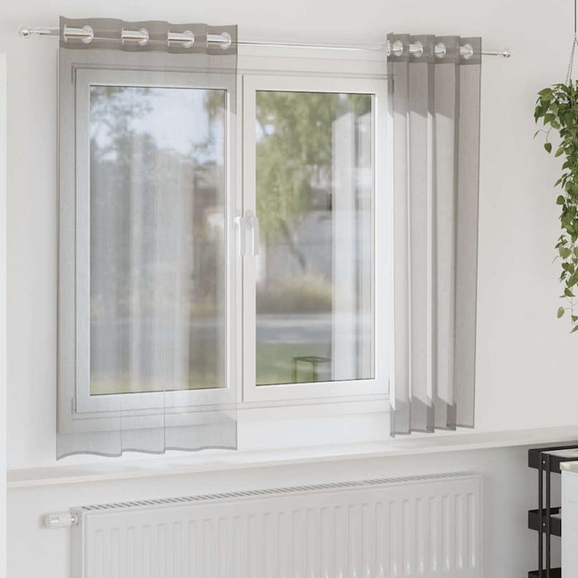 Tende in Voile con Occhielli 2 pz Grigio Chiaro 140x140 cm