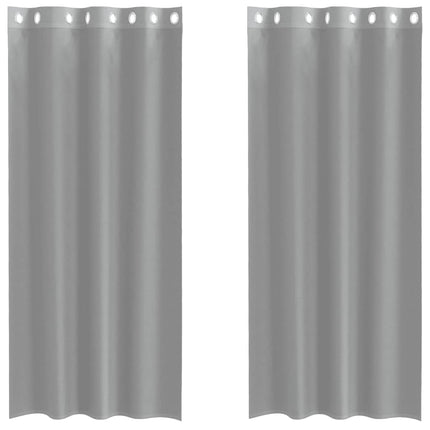 Tende in Voile con Occhielli 2 pz Grigio Chiaro 140x225 cm