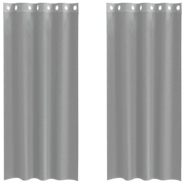Tende in Voile con Occhielli 2 pz Grigio Chiaro 140x225 cm