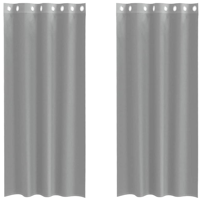 Tende in Voile con Occhielli 2 pz Grigio Chiaro 140x245 cm