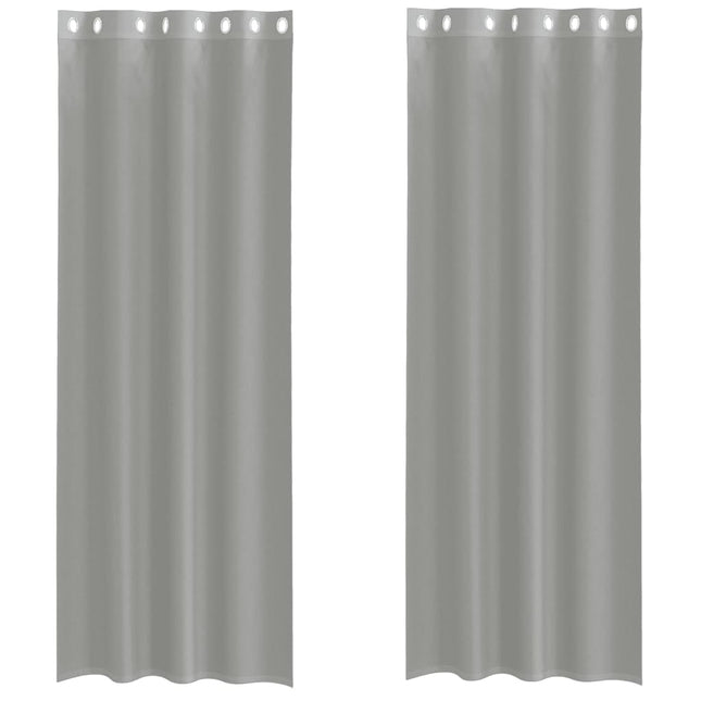 Tende in Voile con Occhielli 2 pz Grigio Chiaro 140x260 cm