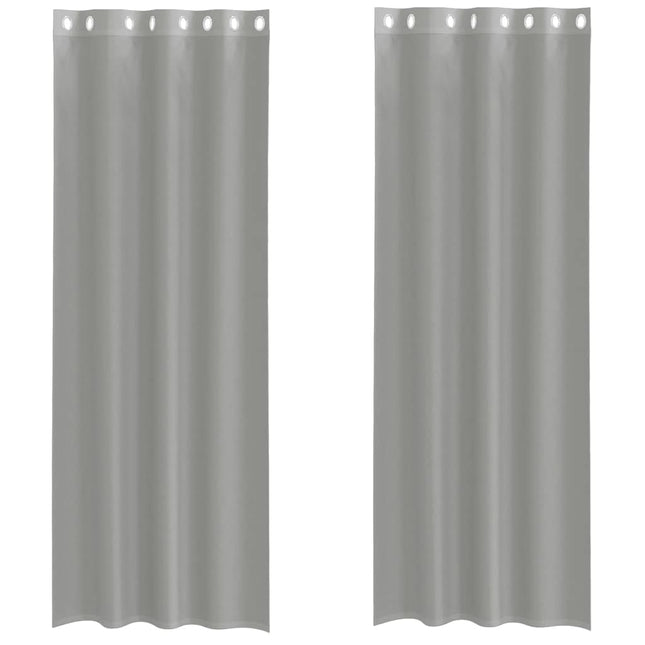 Tende in Voile con Occhielli 2 pz Grigio Chiaro 140x300 cm