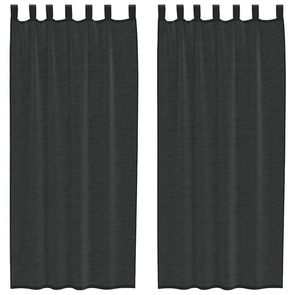 Tende in Voile con Tasche per Aste 2 pz Nero