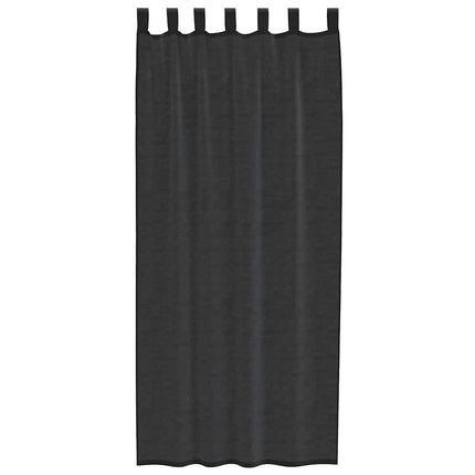 Tende in Voile con Tasche per Aste 2 pz Nero