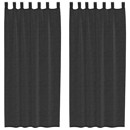 Tende in Voile con Tasche per Aste 2 pz Nero