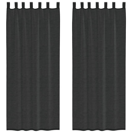Tende in Voile con Tasche per Aste 2 pz Nero