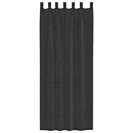 Tende in Voile con Tasche per Aste 2 pz Nero