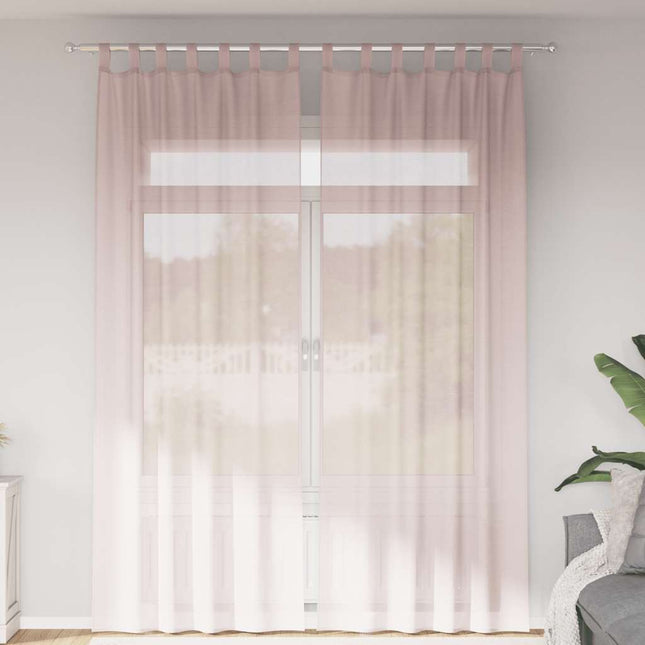 Tende in Voile con Tasche per Aste 2 pz Rosa Chiaro