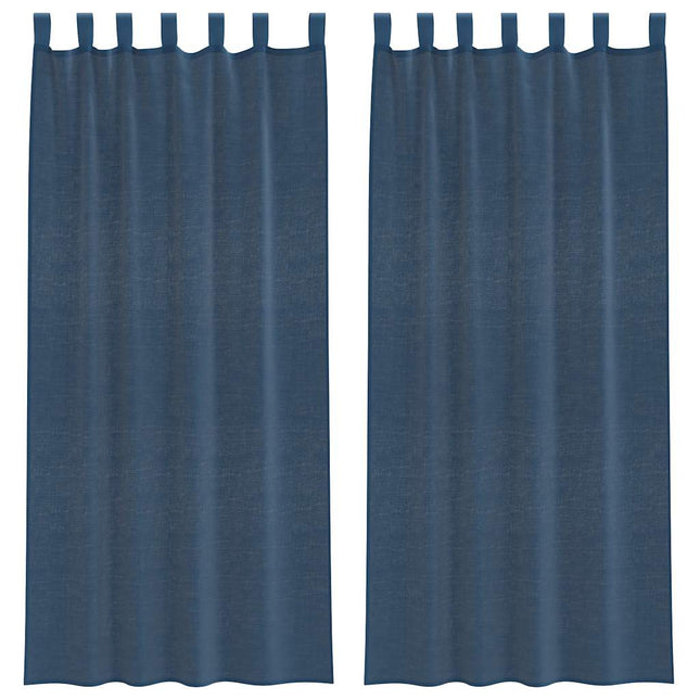 Tende in Voile con Tasche per Aste 2 pz Blu Reale