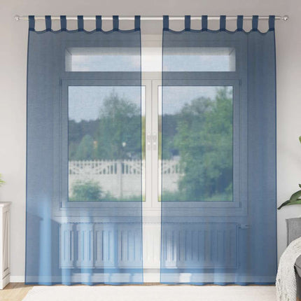 Tende in Voile con Tasche per Aste 2 pz Blu Reale