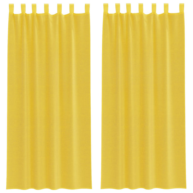 Tende in Voile con Tasche per Aste 2 pz Giallo