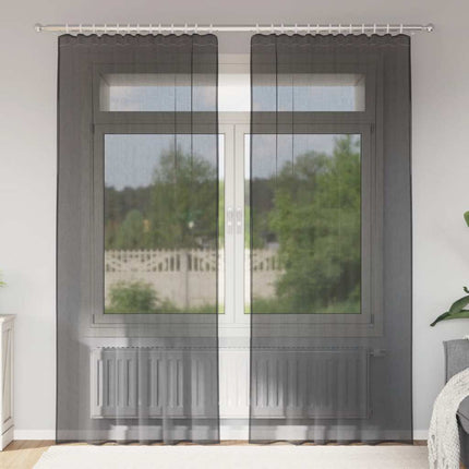 Tende in Voile con Linguetta 2 pz Nero