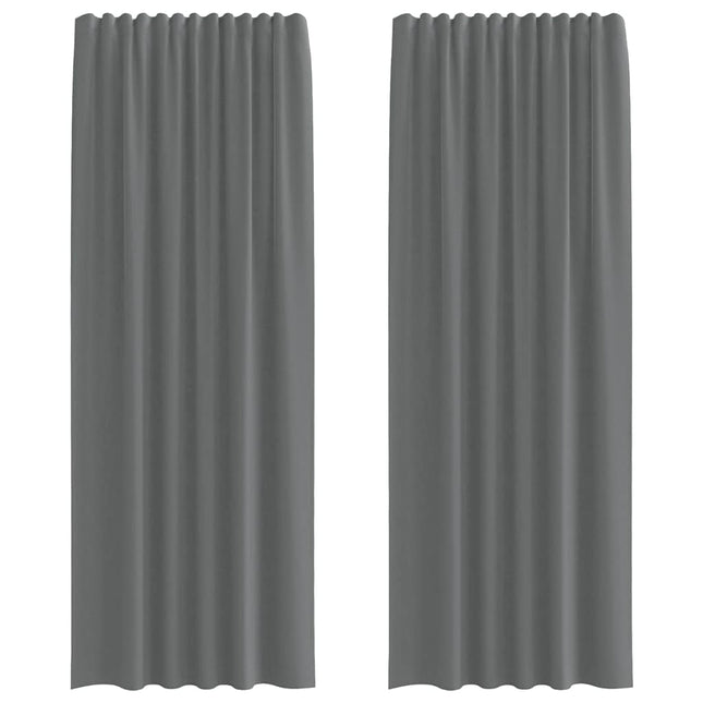 Tende in Voile con Passanti 2 pz Grigio Scuro 140x260 cm