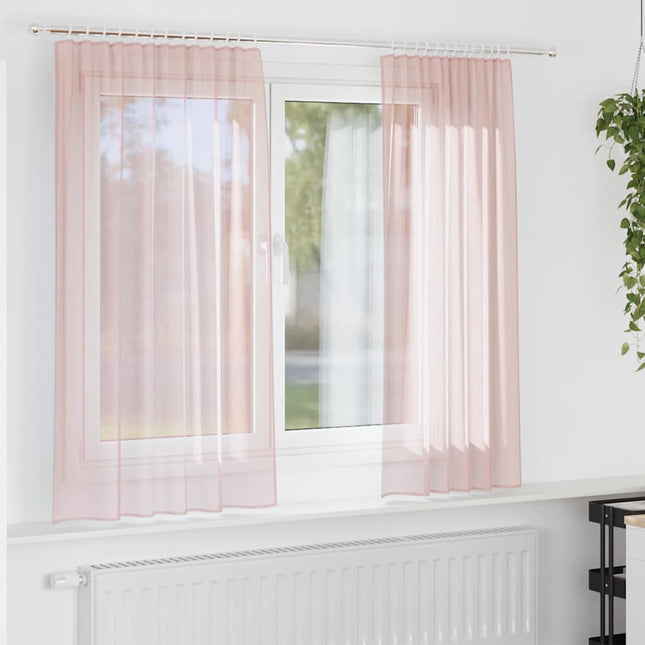 Tende in Voile con Passanti 2 pz Rosa Chiaro 140x140 cm