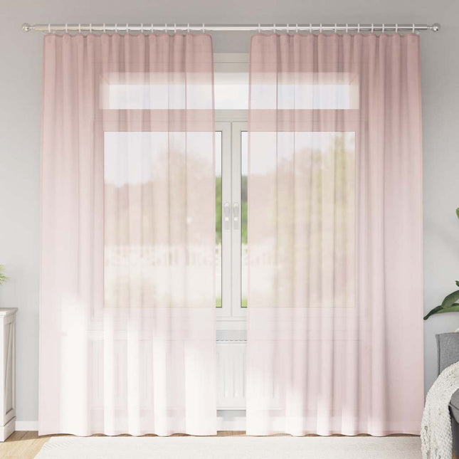 Tende in Voile con Passanti 2 pz Rosa Chiaro 140x245 cm