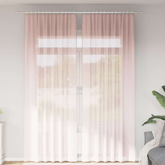 Tende in Voile con Passanti 2 pz Rosa Chiaro 140x260 cm