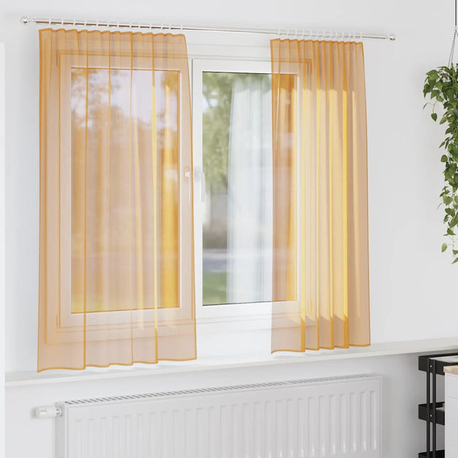Tende in Voile con Passanti 2 pz Arancio 140x140 cm
