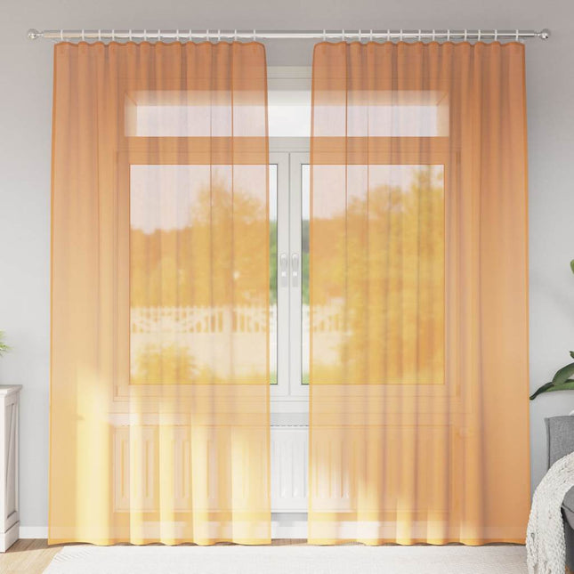 Tende in Voile con Passanti 2 pz Arancio 140x245 cm