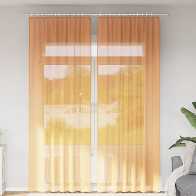Tende in Voile con Passanti 2 pz Arancio 140x260 cm