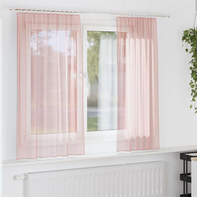 Tende in Voile con Passanti 2 pz Rosa 140x175 cm