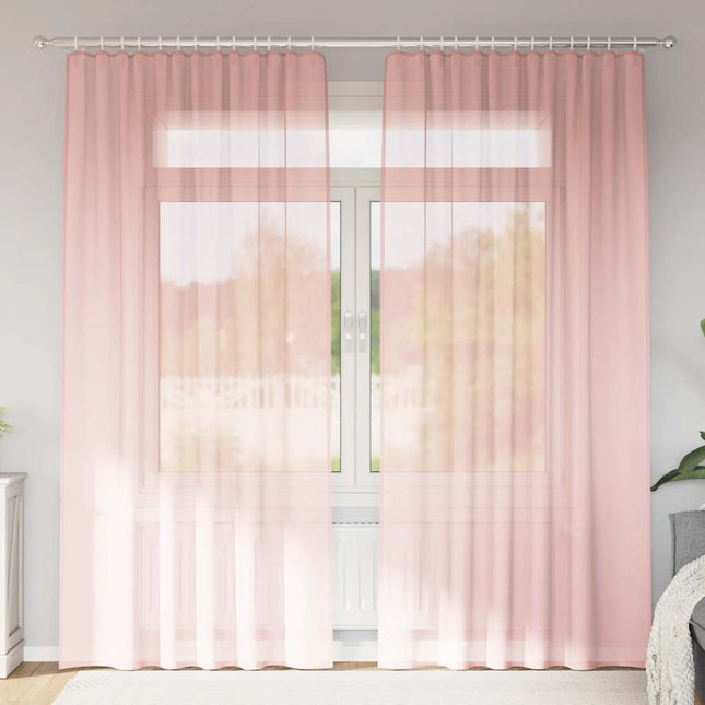 Tende in Voile con Passanti 2 pz Rosa 140x245 cm