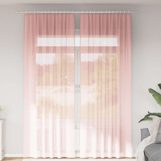 Tende in Voile con Passanti 2 pz Rosa 140x260 cm